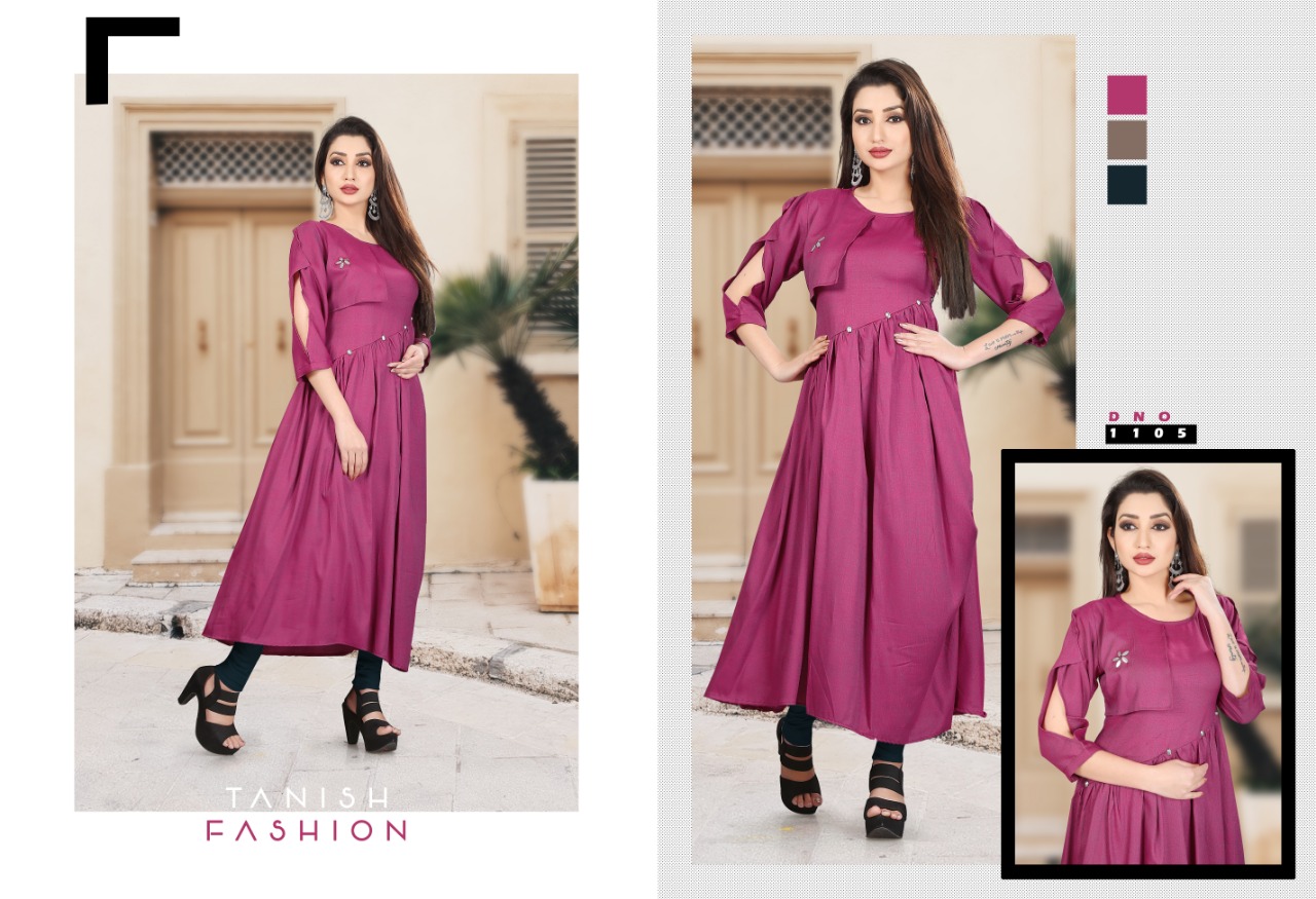 Radhika Vol-2 By Tanish Fashion 1104 To 1109 Series Beautiful Colorful Stylish Fancy Casual Wear & Ethnic Wear & Ready To Wear Rayon Two Tone Kurtis At Wholesale Price