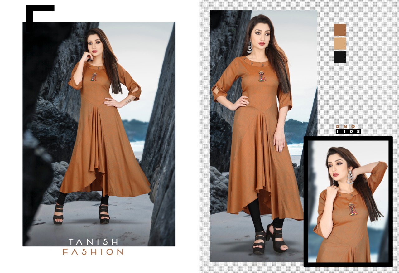 Radhika Vol-2 By Tanish Fashion 1104 To 1109 Series Beautiful Colorful Stylish Fancy Casual Wear & Ethnic Wear & Ready To Wear Rayon Two Tone Kurtis At Wholesale Price
