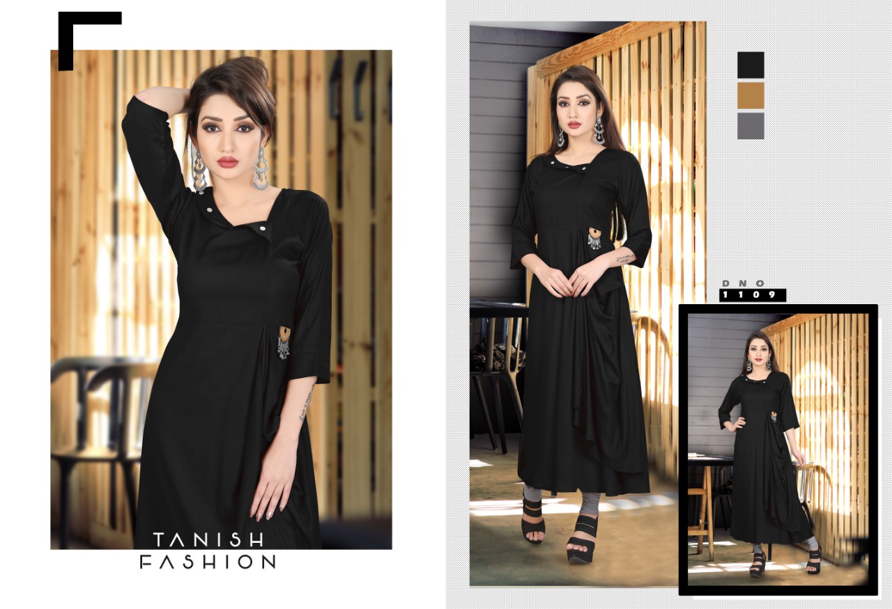 Radhika Vol-2 By Tanish Fashion 1104 To 1109 Series Beautiful Colorful Stylish Fancy Casual Wear & Ethnic Wear & Ready To Wear Rayon Two Tone Kurtis At Wholesale Price