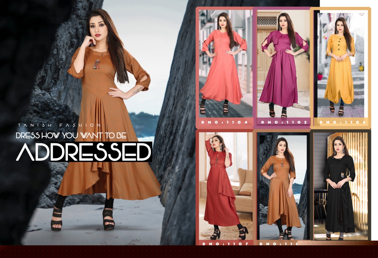 Radhika Vol-2 By Tanish Fashion 1104 To 1109 Series Beautiful Colorful Stylish Fancy Casual Wear & Ethnic Wear & Ready To Wear Rayon Two Tone Kurtis At Wholesale Price