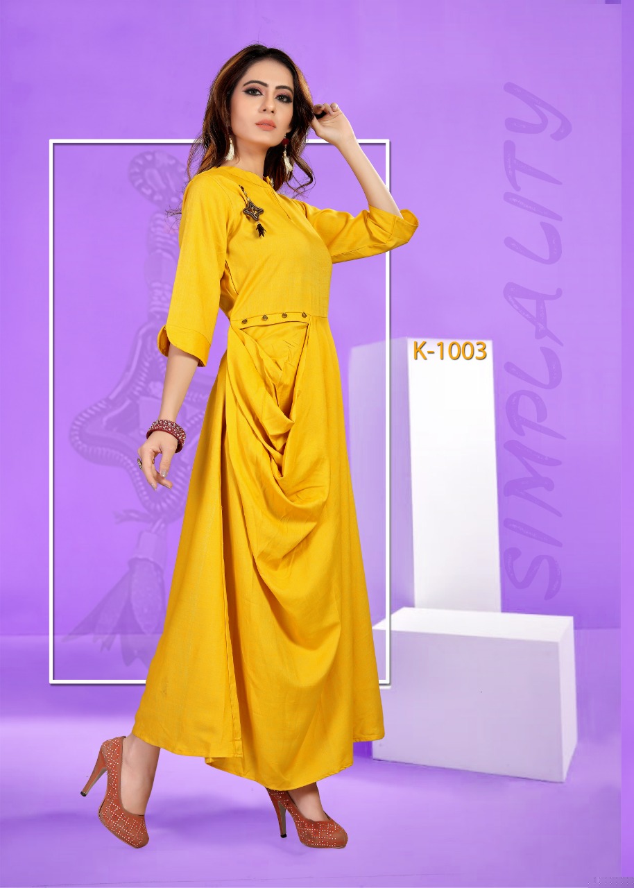 Radhika Vol-3 By Tanish Fashion 1001 To 1006 Series Beautiful Stylish Fancy Colorful Casual Wear & Ethnic Wear Rayon Two Tone Kurtis At Wholesale Price