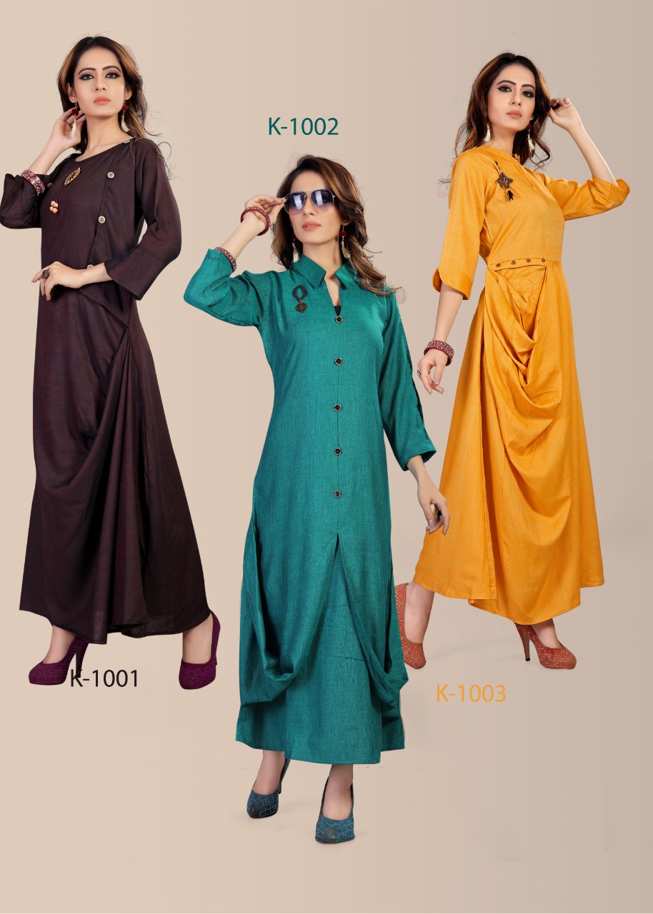 Radhika Vol-3 By Tanish Fashion 1001 To 1006 Series Beautiful Stylish Fancy Colorful Casual Wear & Ethnic Wear Rayon Two Tone Kurtis At Wholesale Price