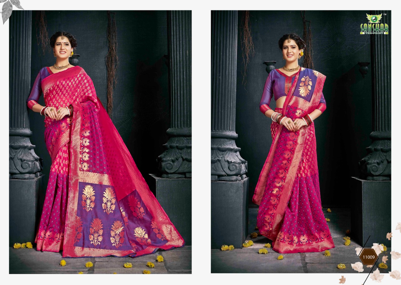 Radhika By Sanskar Tex Prints 11001 To 11010 Series Indian Traditional Wear Collection Beautiful Stylish Fancy Colorful Party Wear & Occasional Wear Banarasi Silk With Blouse Sarees At Wholesale Price