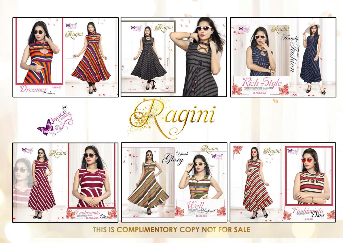 Ragini By Jenice Creation 001 To 006 Series Beautiful Colorful Stylish Fancy Casual Wear & Ethnic Wear & Ready To Wear Heavy Rayon Printed Kurtis At Wholesale Price