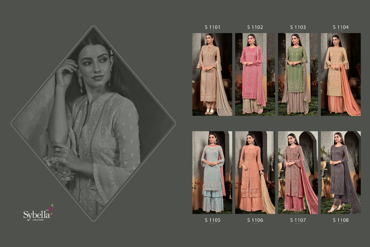 Rahnuma By Sybella Creation 1101 To 1108 Series Beautiful Suits Colorful Stylish Fancy Casual Wear & Ethnic Wear Heavy Georgette Embroidered Dresses At Wholesale Price
