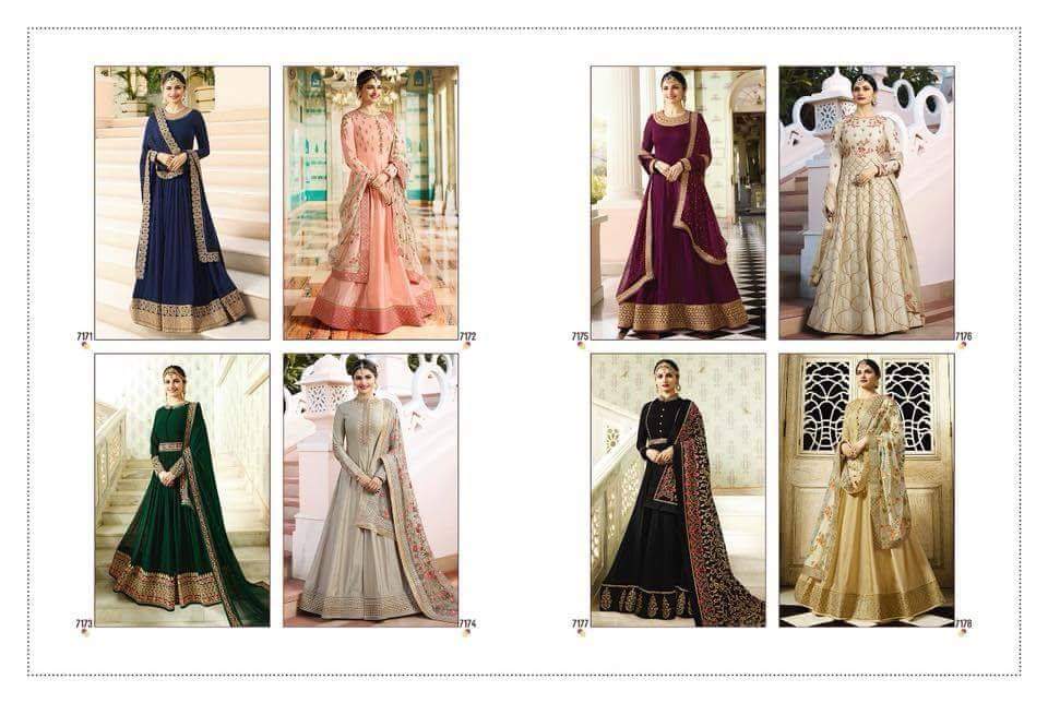 Raj Mahal By Vinay Fashion 7171 To 7178 Series Designer Anarkali Suits Wedding Collection Beautiful Stylish Fancy Colorful Party Wear & Occasional Wear Silk/ Georgette Dresses At Wholesale Price