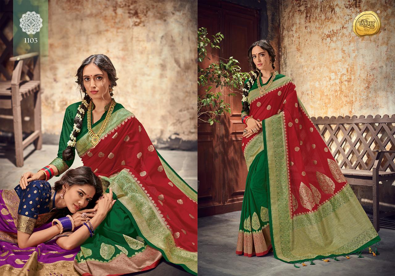 Rajgharana Silk By Takht 1101 To 1109 Series Indian Traditional Wear Collection Beautiful Stylish Fancy Colorful Party Wear & Occasional Wear Soft Nylon Silk Sarees At Wholesale Price