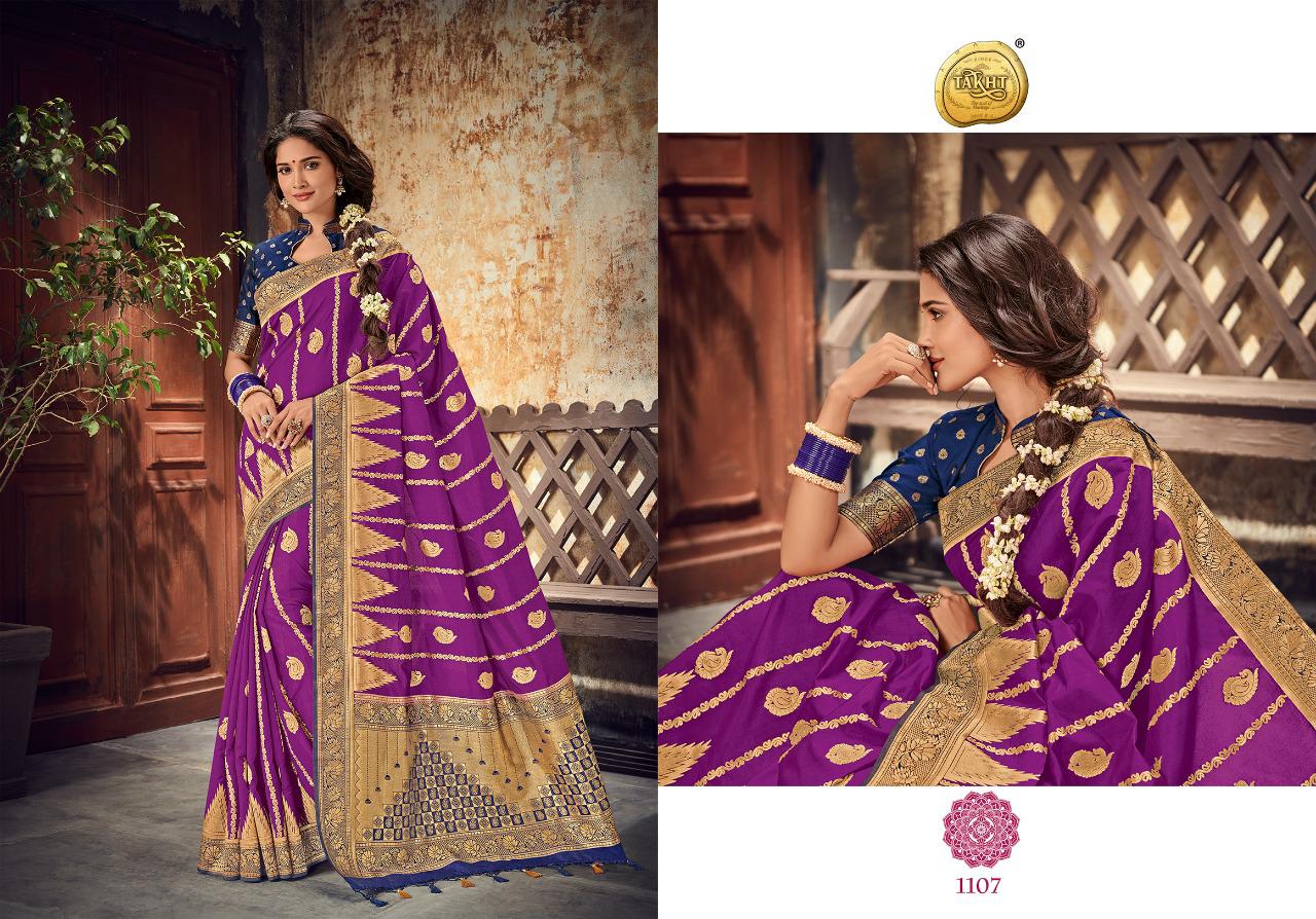 Rajgharana Silk By Takht 1101 To 1109 Series Indian Traditional Wear Collection Beautiful Stylish Fancy Colorful Party Wear & Occasional Wear Soft Nylon Silk Sarees At Wholesale Price