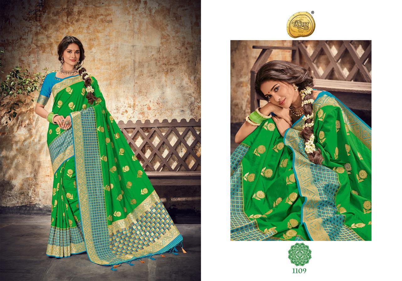 Rajgharana Silk By Takht 1101 To 1109 Series Indian Traditional Wear Collection Beautiful Stylish Fancy Colorful Party Wear & Occasional Wear Soft Nylon Silk Sarees At Wholesale Price