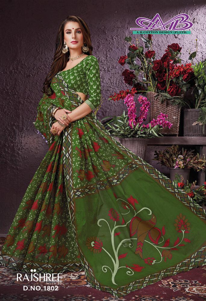 Rajshree By A.b. Fashion 1800 To 1817 Series Indian Designer Traditional Wear Collection Beautiful Stylish Fancy Colorful Party Wear & Occasional Wear Pure Cotton Sarees At Wholesale Price