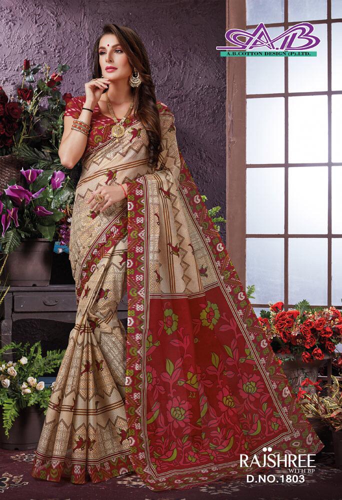 Rajshree By A.b. Fashion 1800 To 1817 Series Indian Designer Traditional Wear Collection Beautiful Stylish Fancy Colorful Party Wear & Occasional Wear Pure Cotton Sarees At Wholesale Price