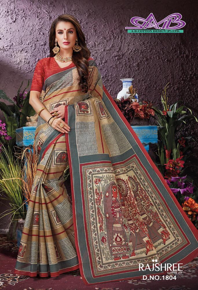 Rajshree By A.b. Fashion 1800 To 1817 Series Indian Designer Traditional Wear Collection Beautiful Stylish Fancy Colorful Party Wear & Occasional Wear Pure Cotton Sarees At Wholesale Price