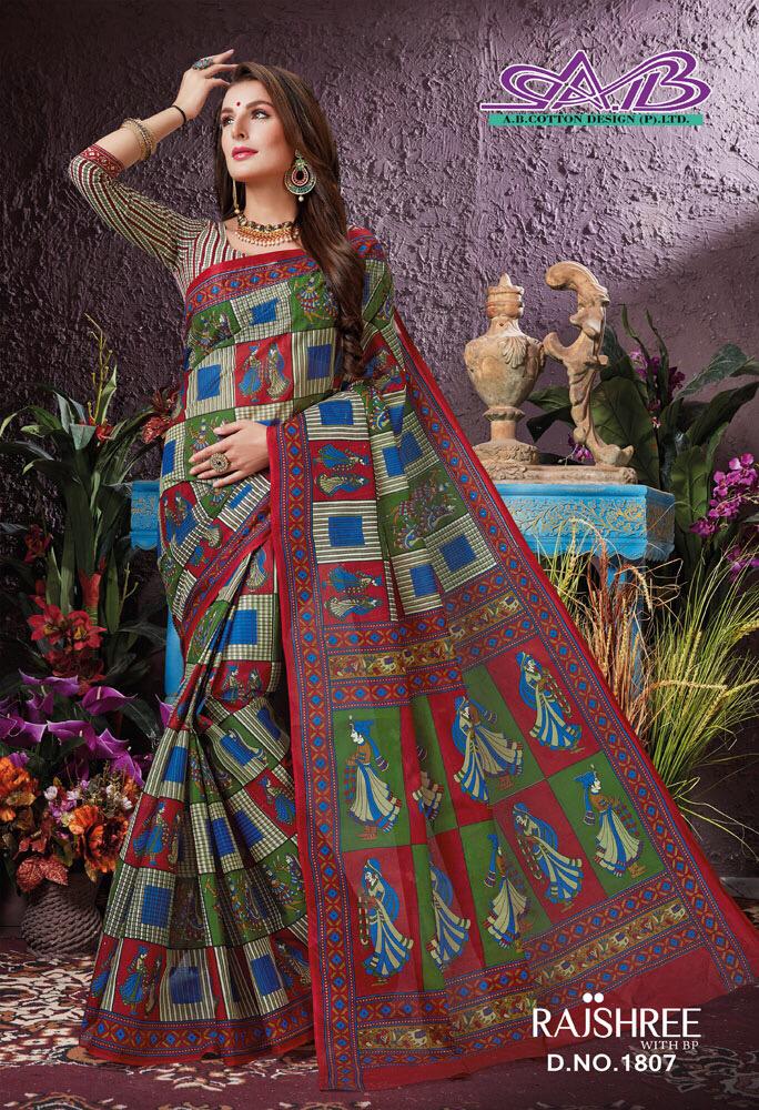 Rajshree By A.b. Fashion 1800 To 1817 Series Indian Designer Traditional Wear Collection Beautiful Stylish Fancy Colorful Party Wear & Occasional Wear Pure Cotton Sarees At Wholesale Price