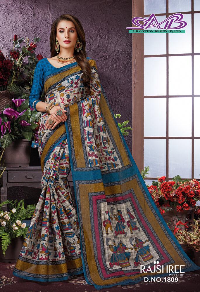 Rajshree By A.b. Fashion 1800 To 1817 Series Indian Designer Traditional Wear Collection Beautiful Stylish Fancy Colorful Party Wear & Occasional Wear Pure Cotton Sarees At Wholesale Price
