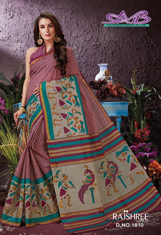 Rajshree By A.b. Fashion 1800 To 1817 Series Indian Designer Traditional Wear Collection Beautiful Stylish Fancy Colorful Party Wear & Occasional Wear Pure Cotton Sarees At Wholesale Price