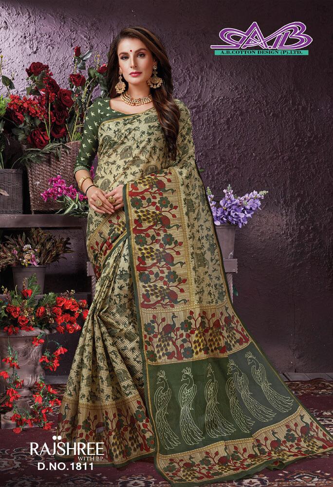 Rajshree By A.b. Fashion 1800 To 1817 Series Indian Designer Traditional Wear Collection Beautiful Stylish Fancy Colorful Party Wear & Occasional Wear Pure Cotton Sarees At Wholesale Price