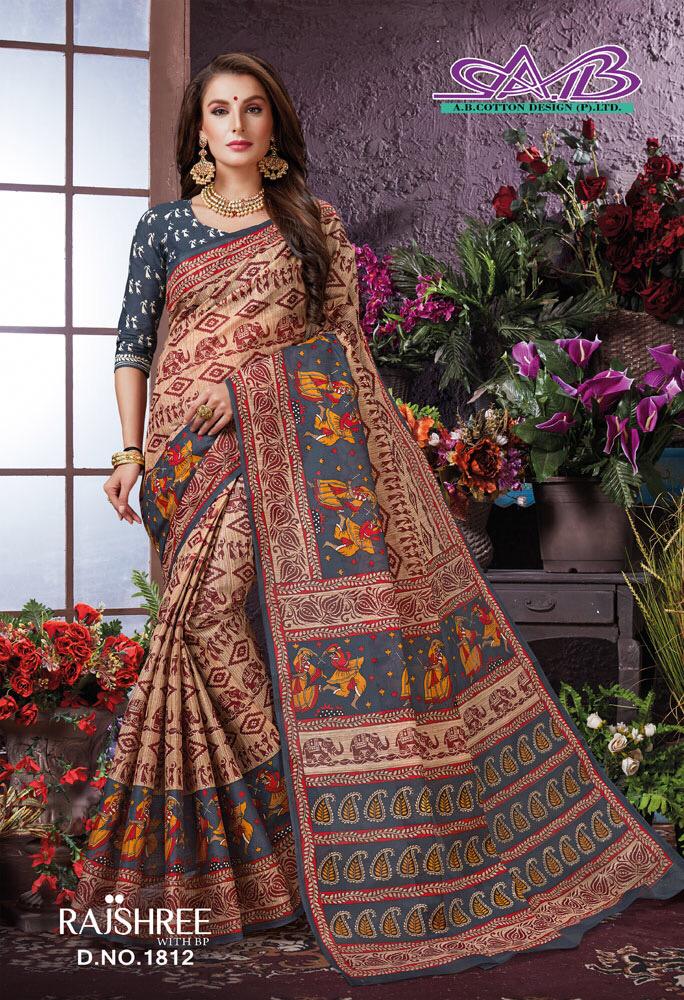 Rajshree By A.b. Fashion 1800 To 1817 Series Indian Designer Traditional Wear Collection Beautiful Stylish Fancy Colorful Party Wear & Occasional Wear Pure Cotton Sarees At Wholesale Price