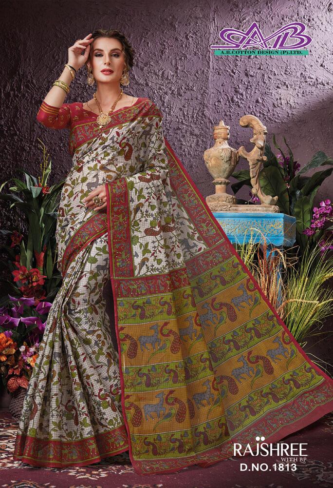 Rajshree By A.b. Fashion 1800 To 1817 Series Indian Designer Traditional Wear Collection Beautiful Stylish Fancy Colorful Party Wear & Occasional Wear Pure Cotton Sarees At Wholesale Price