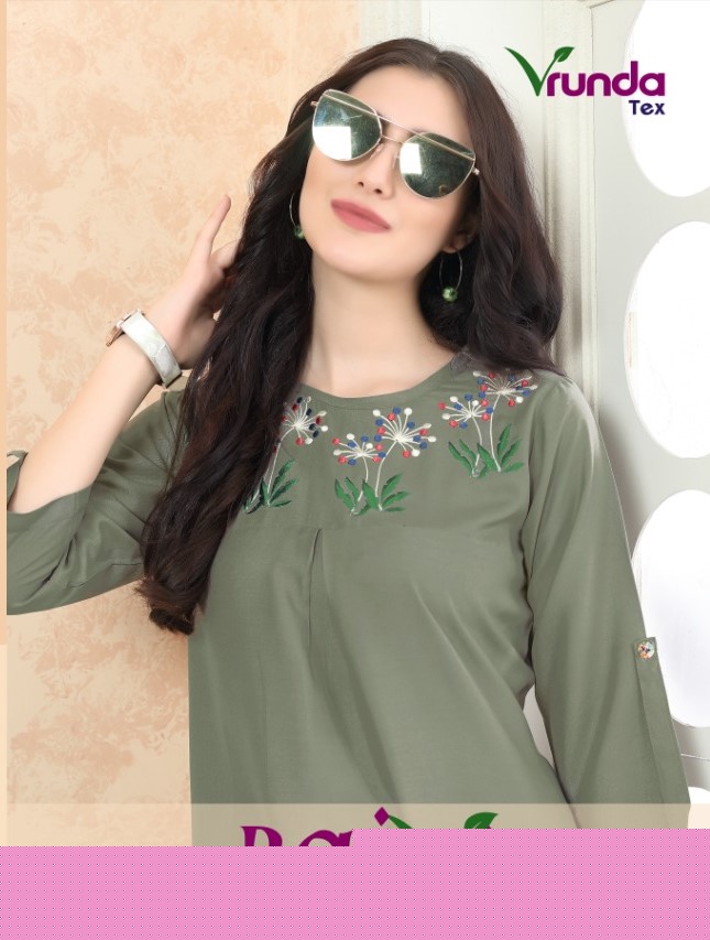 Rajvi By Vrunda Tex 1091 To 1087 Series Designer Beautiful Stylish Colorful Fancy Ready To Wear & Casual Wear & Ethnic Wear Heavy Rayon Embroidered Embroidered Tops At Wholesale Price