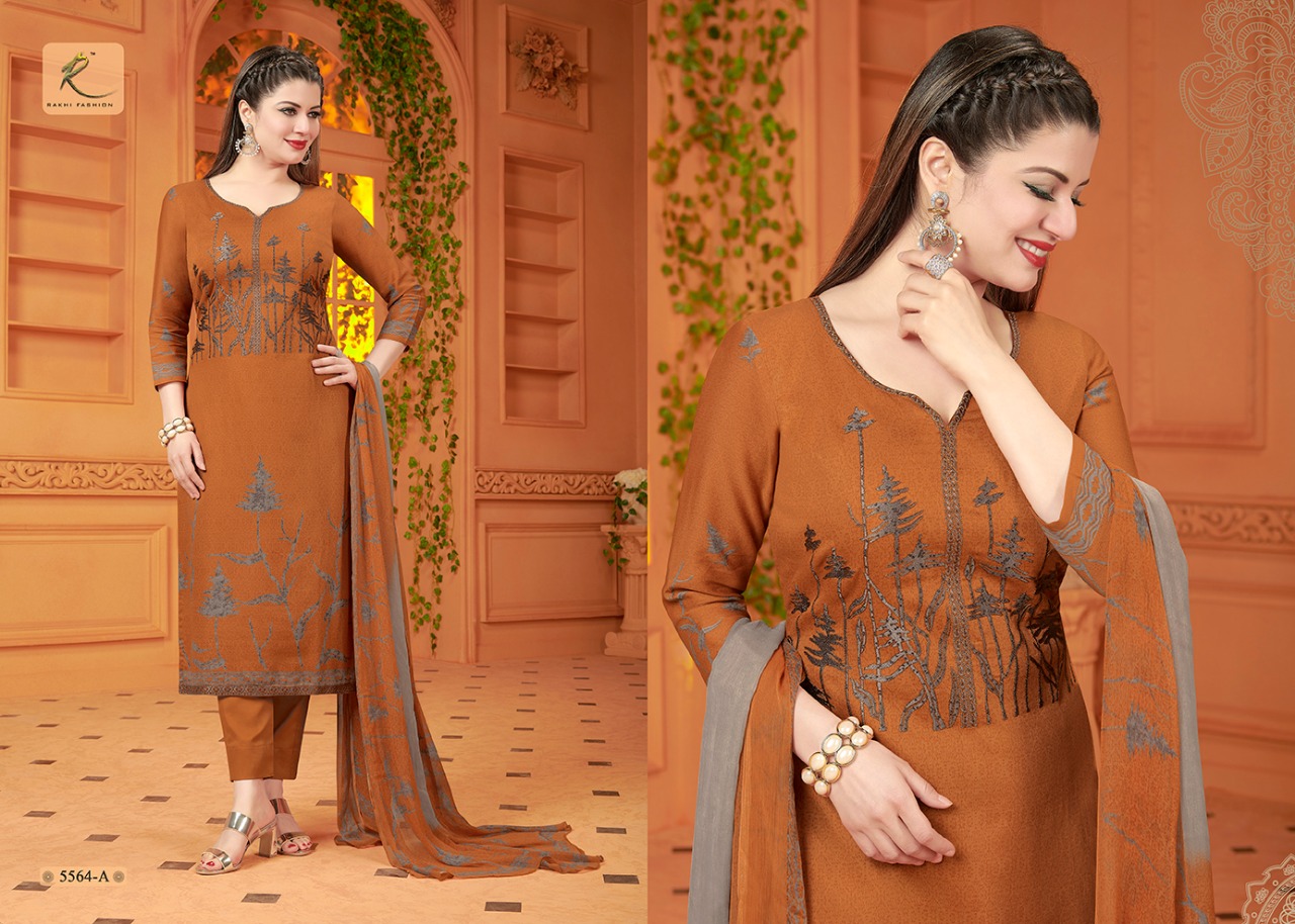 Rakhi 5500 Series By Rakhi Fashion 5563-a To 5568-b Series Designer Suits Beautiful Stylish Fancy Colorful Party Wear & Ethnic Wear Fine Cotton Glace Dresses At Wholesale Price