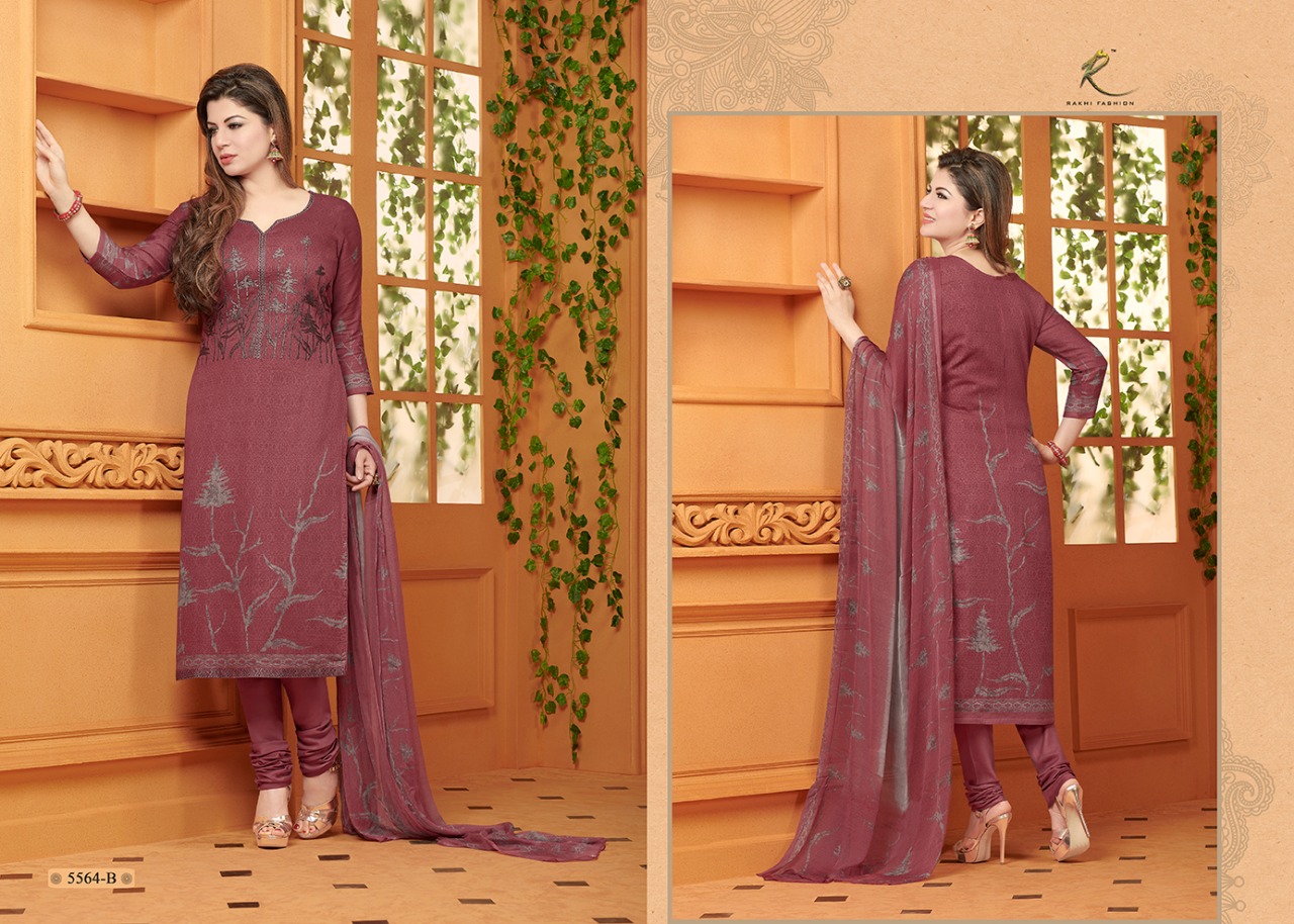 Rakhi 5500 Series By Rakhi Fashion 5563-a To 5568-b Series Designer Suits Beautiful Stylish Fancy Colorful Party Wear & Ethnic Wear Fine Cotton Glace Dresses At Wholesale Price