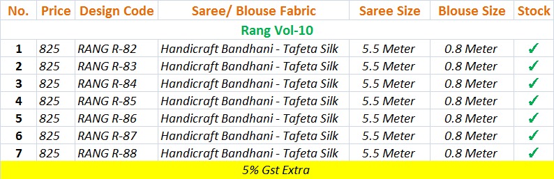 Rang Vol-14 By Fashid Wholesale 82 To 88 Series Indian Traditional Wear Collection Beautiful Stylish Fancy Colorful Party Wear & Occasional Wear Handicraft Bandhani Sarees At Wholesale Price