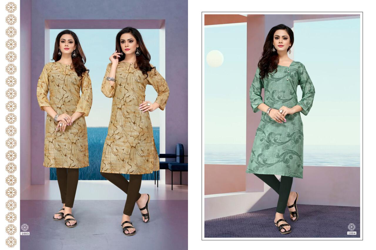 Rang Manch By T S Fashion 1001 To 1010 Series Beautiful Stylish Fancy Colorful Casual Wear & Ethnic Wear Heavy Cotton With Print Kurtis At Wholesale Price