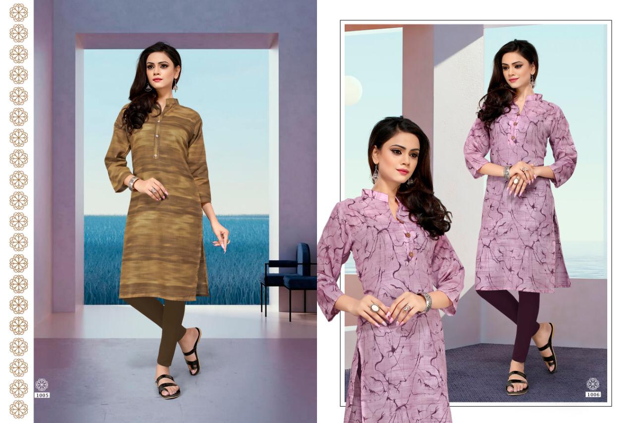 Rang Manch By T S Fashion 1001 To 1010 Series Beautiful Stylish Fancy Colorful Casual Wear & Ethnic Wear Heavy Cotton With Print Kurtis At Wholesale Price