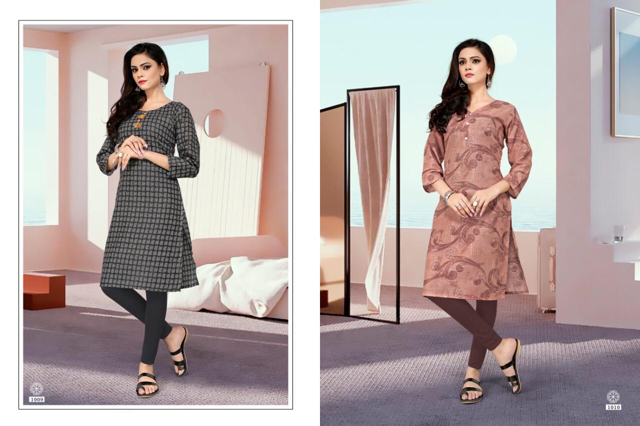 Rang Manch By T S Fashion 1001 To 1010 Series Beautiful Stylish Fancy Colorful Casual Wear & Ethnic Wear Heavy Cotton With Print Kurtis At Wholesale Price