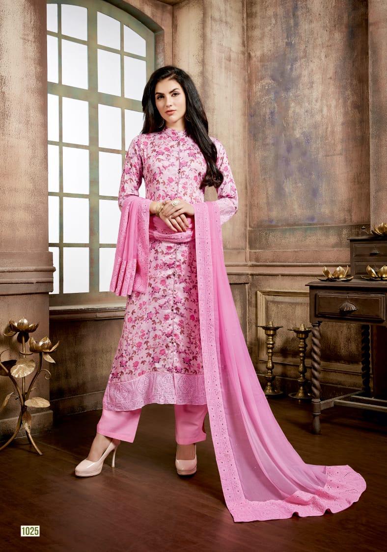 Rangat By Sanjh 1021 To 1025 Series Beautiful Suits Stylish Colorful Fancy Casual Wear & Ethnic Wear Pure Bemberg Finer Satin Print Most Exclussive Embroidery Ghera Dresses At Wholesale Price