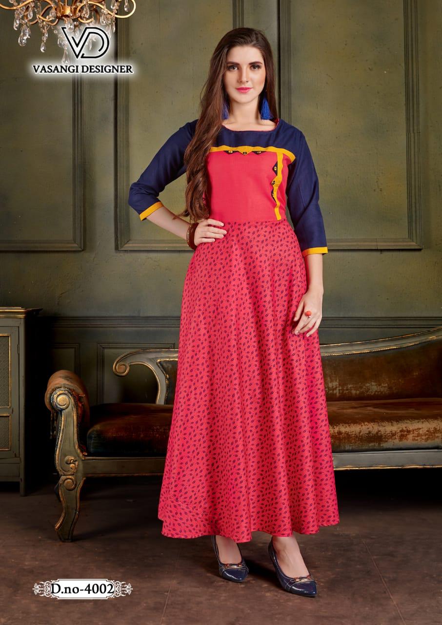 Rangat Vol-2 By Vasangi Designer 4001 To 4007 Series Designer Beautiful Colorful Stylish Fancy Casual Wear & Ethnic Wear & Ready To Wear Premium Rubby Slub / Block Print & Foil Kurtis At Wholesale Price