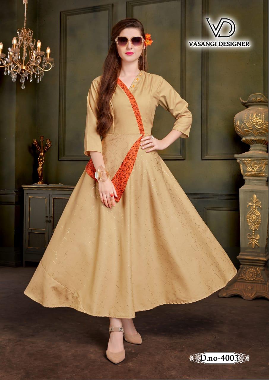 Rangat Vol-2 By Vasangi Designer 4001 To 4007 Series Designer Beautiful Colorful Stylish Fancy Casual Wear & Ethnic Wear & Ready To Wear Premium Rubby Slub / Block Print & Foil Kurtis At Wholesale Price