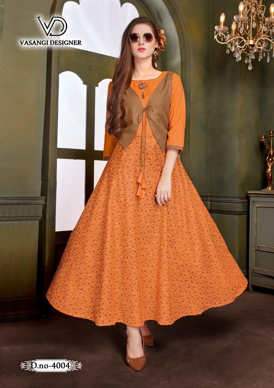 Rangat Vol-2 By Vasangi Designer 4001 To 4007 Series Designer Beautiful Colorful Stylish Fancy Casual Wear & Ethnic Wear & Ready To Wear Premium Rubby Slub / Block Print & Foil Kurtis At Wholesale Price