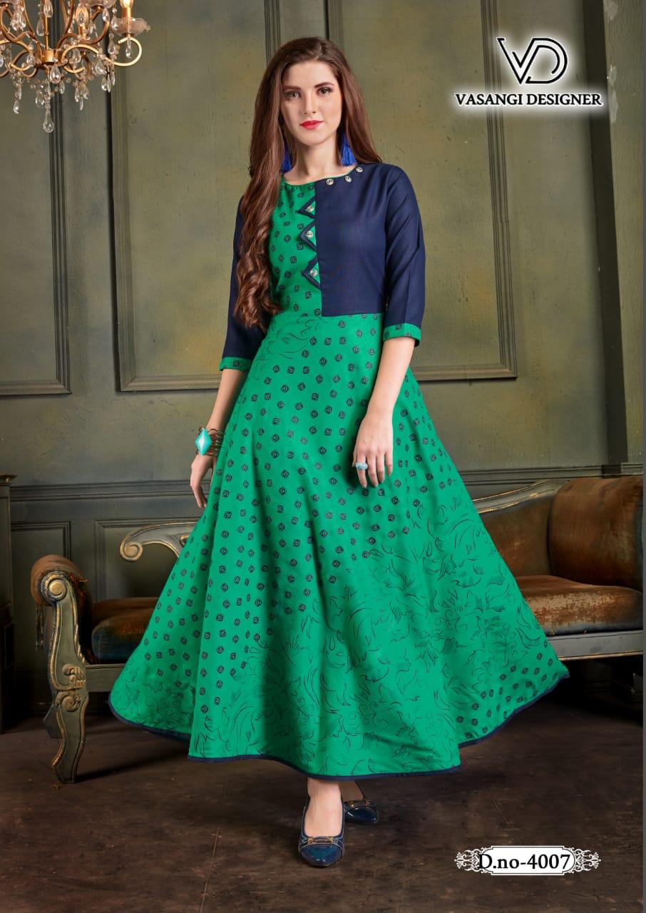Rangat Vol-2 By Vasangi Designer 4001 To 4007 Series Designer Beautiful Colorful Stylish Fancy Casual Wear & Ethnic Wear & Ready To Wear Premium Rubby Slub / Block Print & Foil Kurtis At Wholesale Price