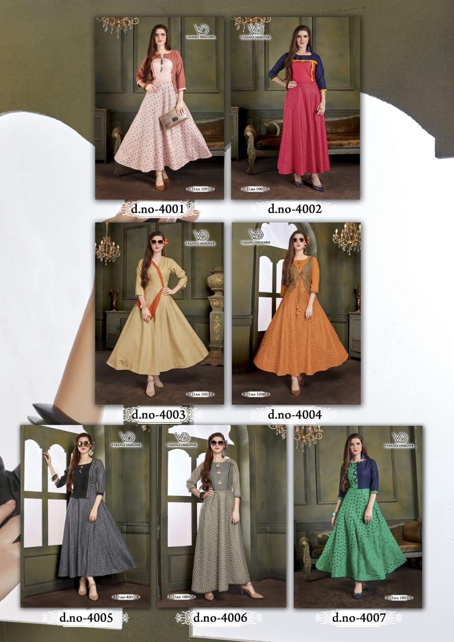 Rangat Vol-2 By Vasangi Designer 4001 To 4007 Series Designer Beautiful Colorful Stylish Fancy Casual Wear & Ethnic Wear & Ready To Wear Premium Rubby Slub / Block Print & Foil Kurtis At Wholesale Price