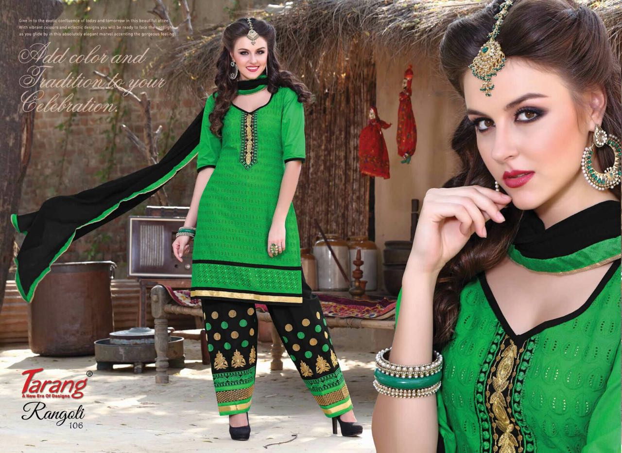 Rangoli By Tarang 101 To 110 Series Beautiful Patiyala Suits Stylish Fancy Colorful Casual Wear & Ethnic Wear Cotton Cambric Embroidered Dresses At Wholesale Price