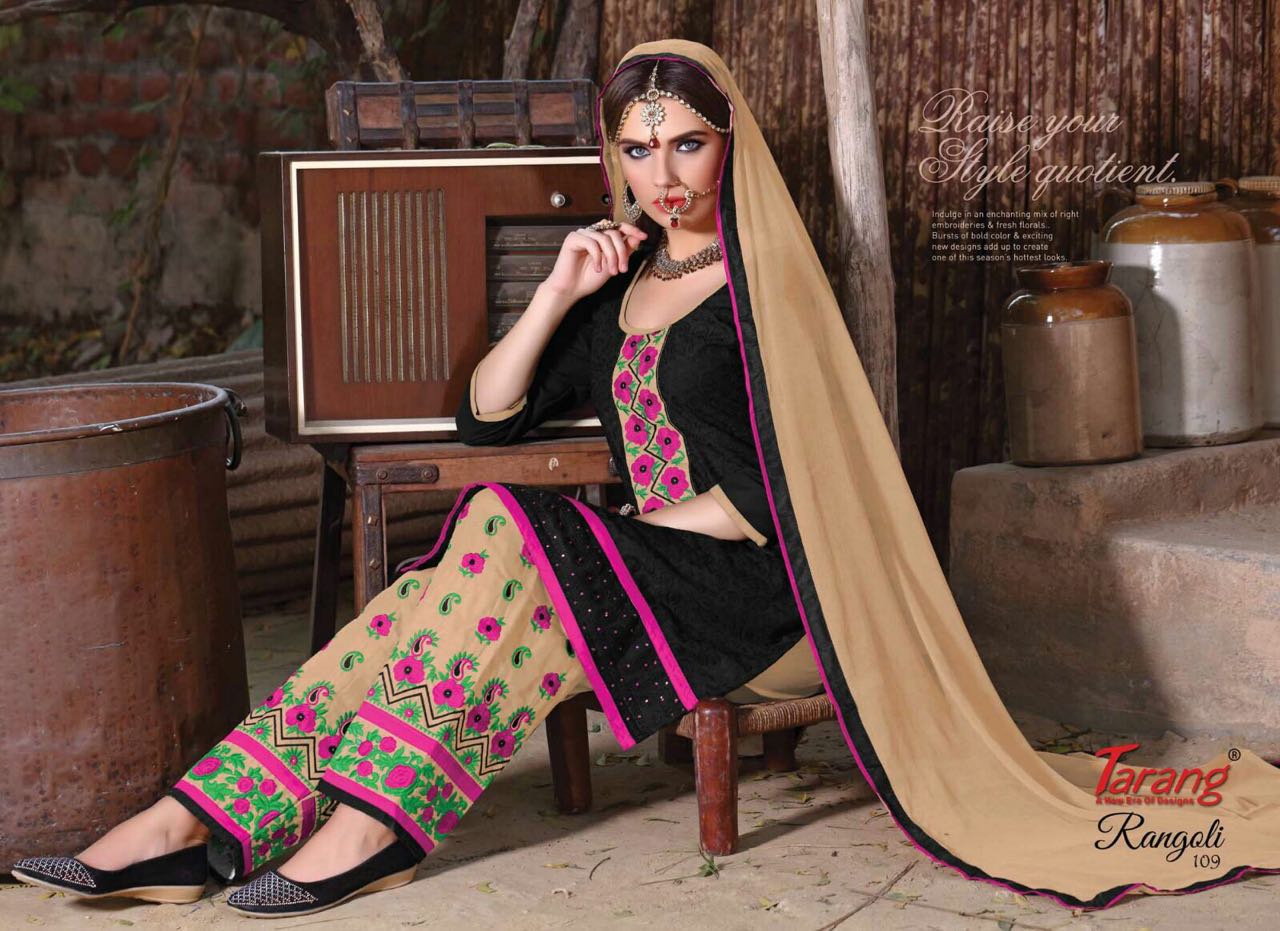 Rangoli By Tarang 101 To 110 Series Beautiful Patiyala Suits Stylish Fancy Colorful Casual Wear & Ethnic Wear Cotton Cambric Embroidered Dresses At Wholesale Price