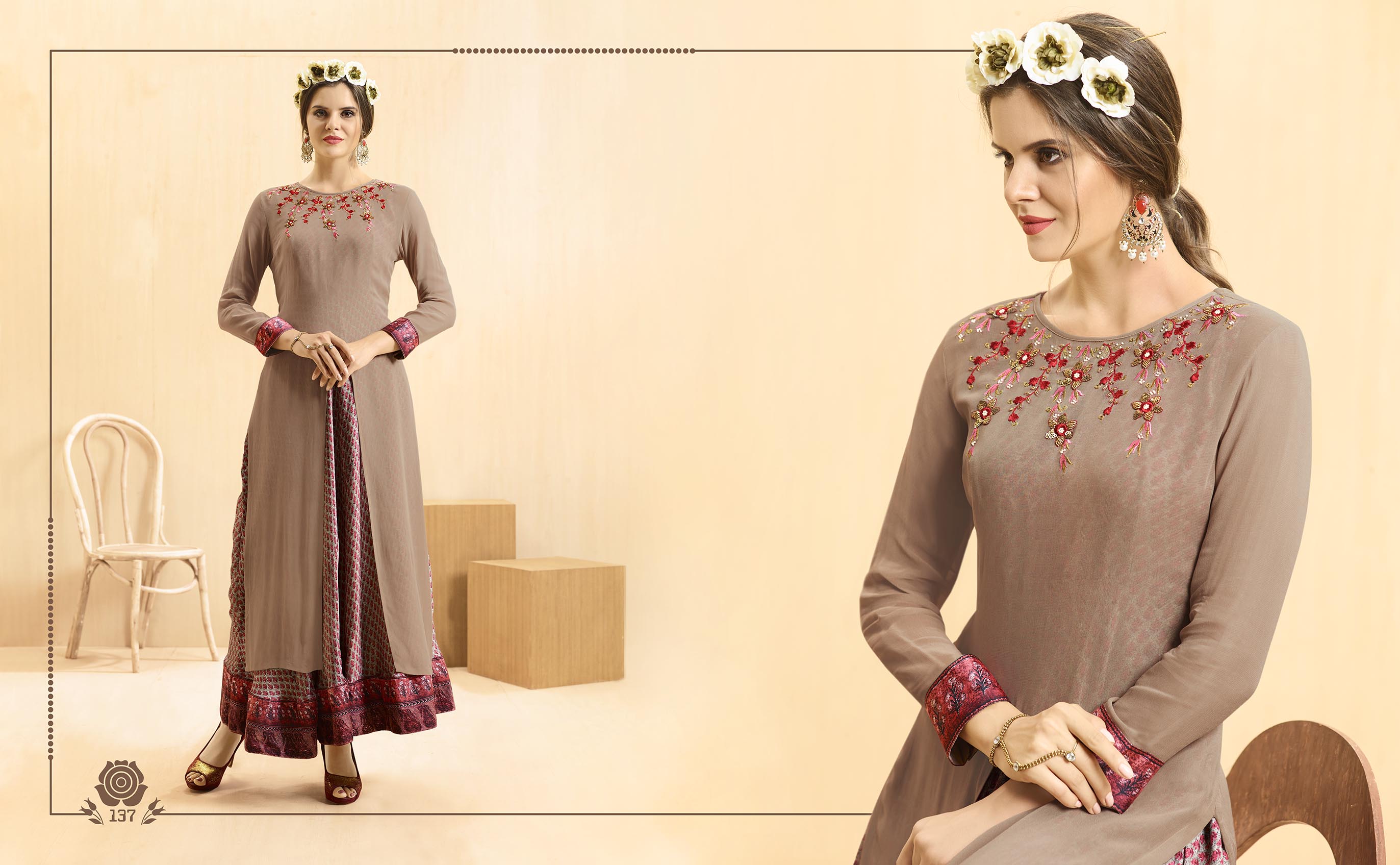 Rangoon Vol-2 By Kajree Fashion 132 To 141 Series Designer Beautiful Stylish Fancy Colorful Party Wear & Ethnic Wear & Ready To Wear Georgette Printed Kurtis At Wholesale Price