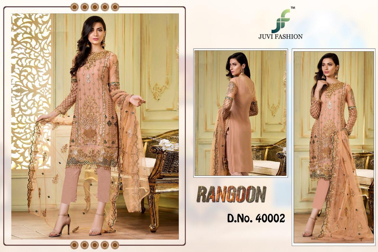 Rangoon By Juvi Fashion 40001 To 40005 Series Designer Pakistani Suits Beautiful Stylish Fancy Colorful Party Wear & Occasional Wear Faux Georgette With Heavy Embroidered Dresses At Wholesale Price