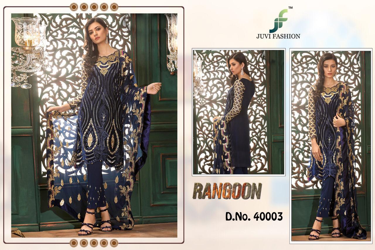 Rangoon By Juvi Fashion 40001 To 40005 Series Designer Pakistani Suits Beautiful Stylish Fancy Colorful Party Wear & Occasional Wear Faux Georgette With Heavy Embroidered Dresses At Wholesale Price