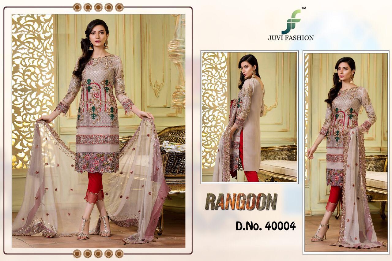 Rangoon By Juvi Fashion 40001 To 40005 Series Designer Pakistani Suits Beautiful Stylish Fancy Colorful Party Wear & Occasional Wear Faux Georgette With Heavy Embroidered Dresses At Wholesale Price