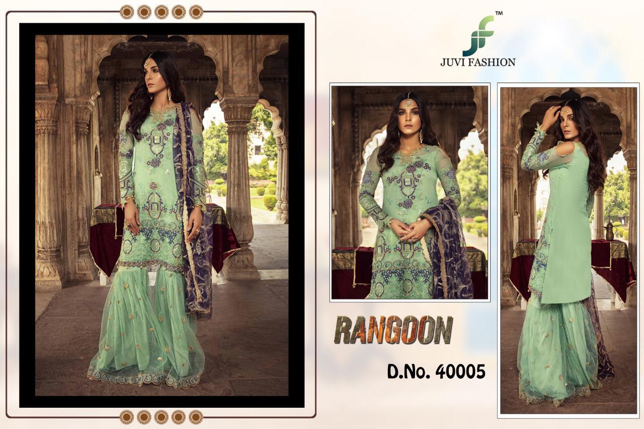 Rangoon By Juvi Fashion 40001 To 40005 Series Designer Pakistani Suits Beautiful Stylish Fancy Colorful Party Wear & Occasional Wear Faux Georgette With Heavy Embroidered Dresses At Wholesale Price