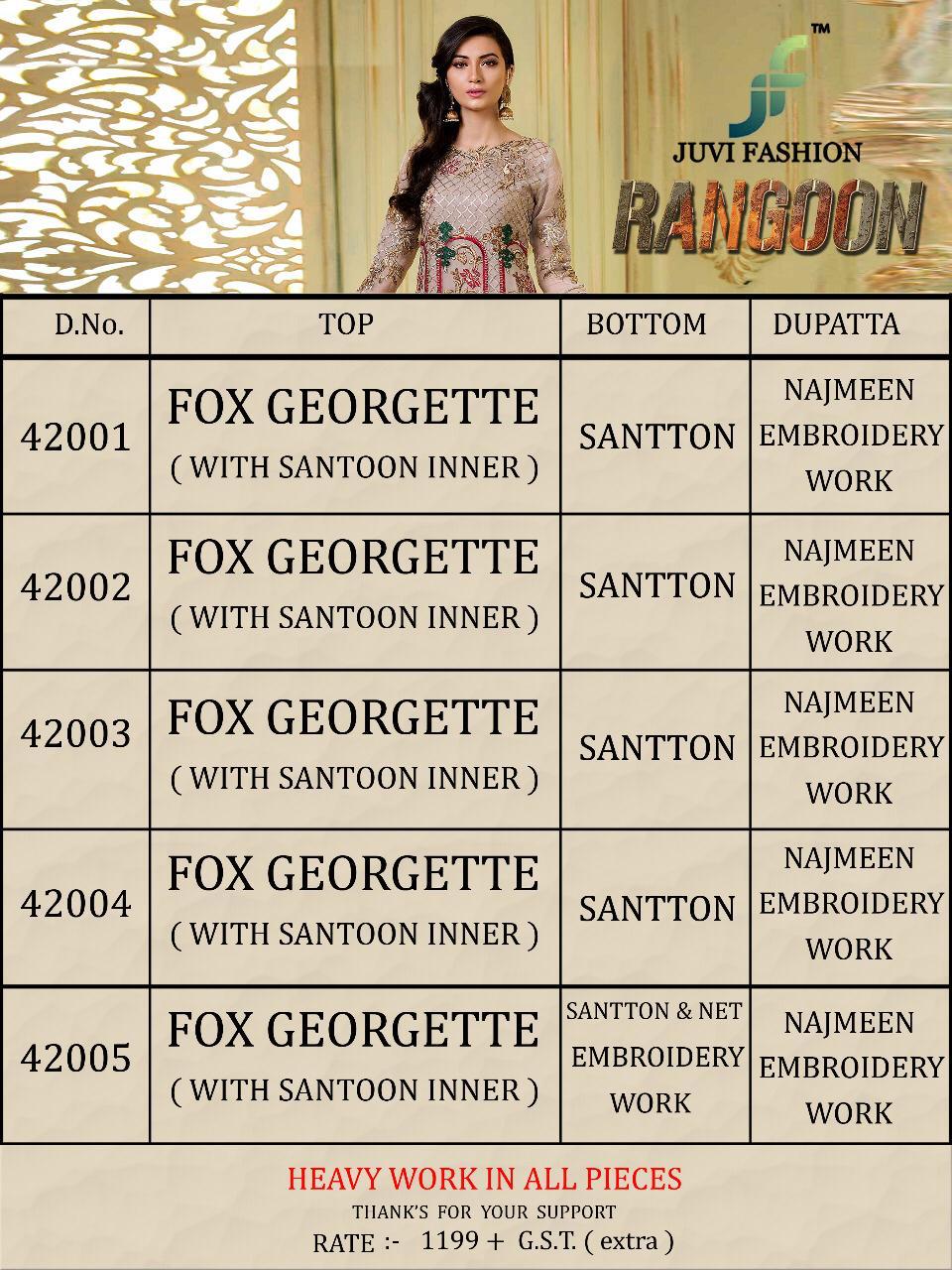 Rangoon By Juvi Fashion 40001 To 40005 Series Designer Pakistani Suits Beautiful Stylish Fancy Colorful Party Wear & Occasional Wear Faux Georgette With Heavy Embroidered Dresses At Wholesale Price