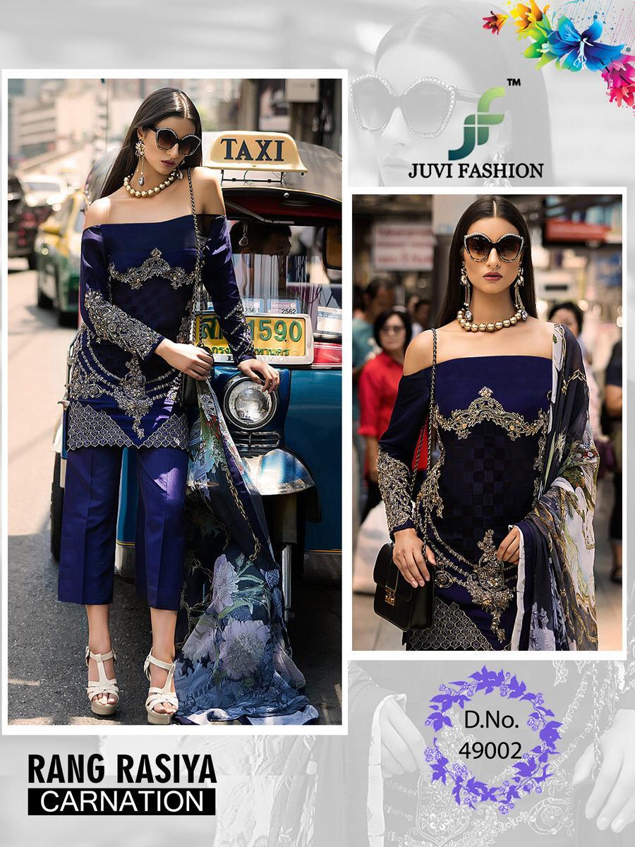 Rangrasiya Carnation By Juvi Fashion 49001 To 49006 Series Pakistani Designer Suits Collection Beautiful Stylish Fancy Colorful Party Wear & Occasional Wear Cambric Cotton With Self Embroidery Dresses At Wholesale Price