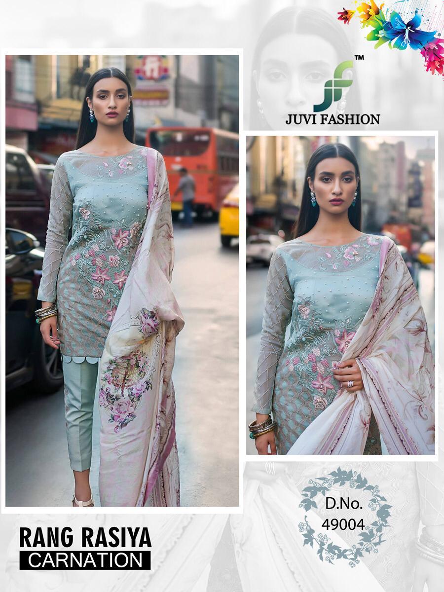 Rangrasiya Carnation By Juvi Fashion 49001 To 49006 Series Pakistani Designer Suits Collection Beautiful Stylish Fancy Colorful Party Wear & Occasional Wear Cambric Cotton With Self Embroidery Dresses At Wholesale Price