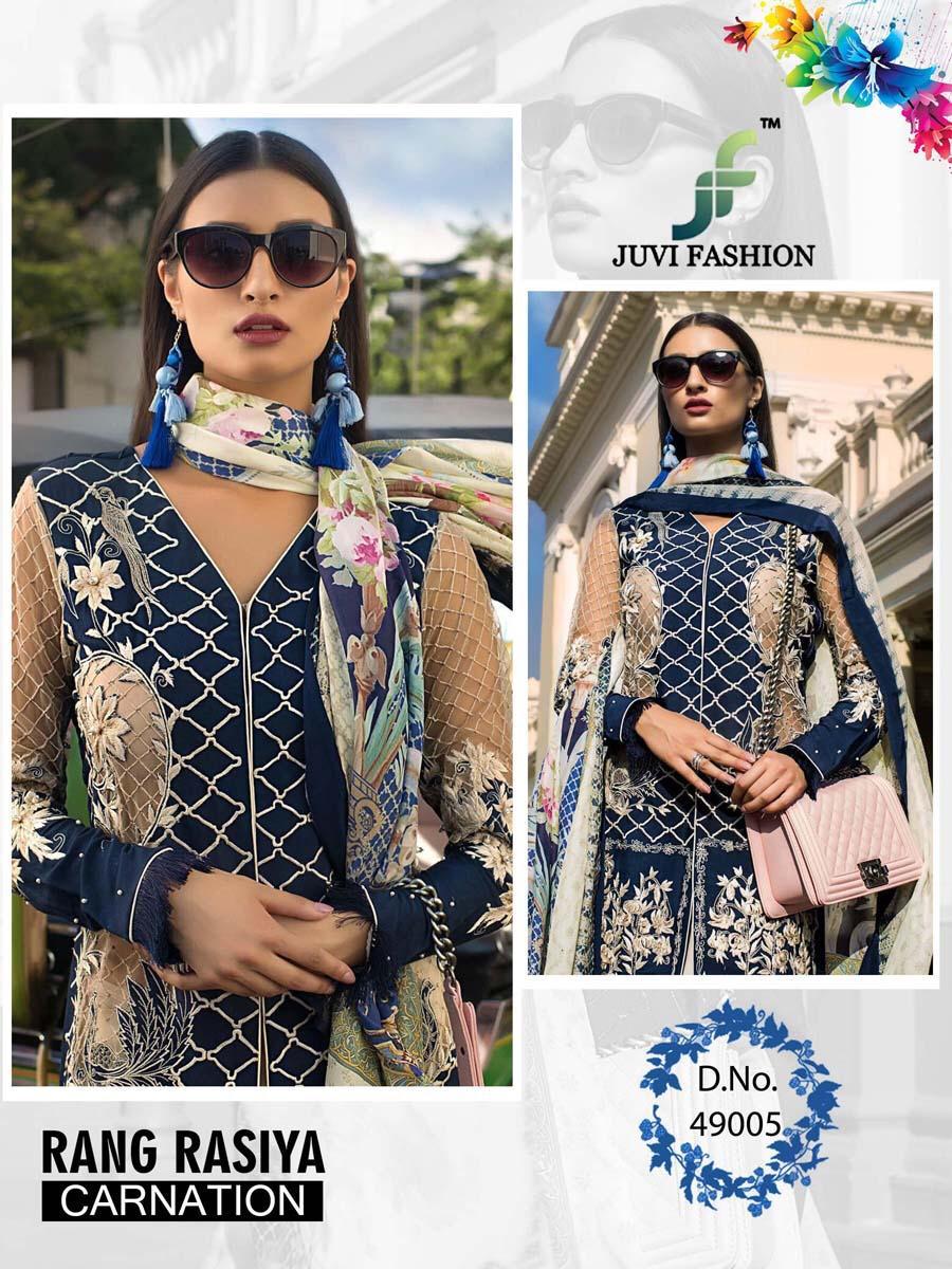 Rangrasiya Carnation By Juvi Fashion 49001 To 49006 Series Pakistani Designer Suits Collection Beautiful Stylish Fancy Colorful Party Wear & Occasional Wear Cambric Cotton With Self Embroidery Dresses At Wholesale Price