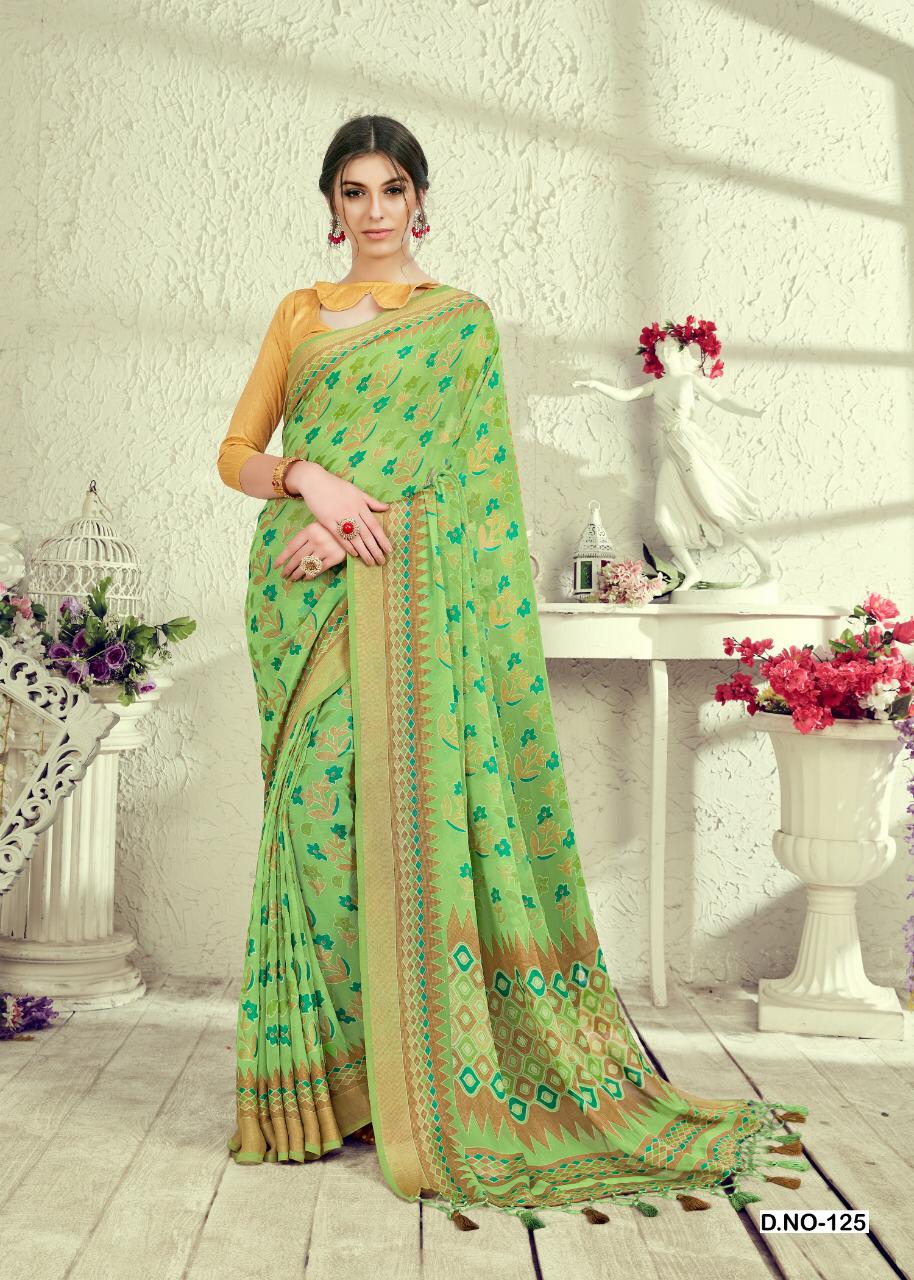 Rangrasiya By Kianaa Fashion 125 To 133 Series Indian Traditional Wear Collection Beautiful Stylish Fancy Colorful Party Wear & Occasional Wear Zimli Brasso Printed Sarees At Wholesale Price
