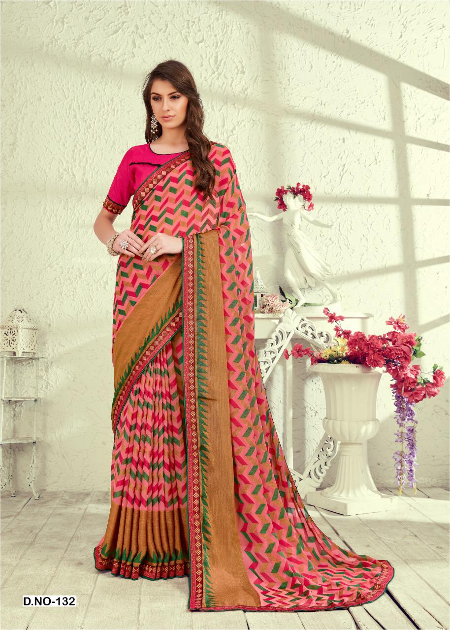 Rangrasiya By Kianaa Fashion 125 To 133 Series Indian Traditional Wear Collection Beautiful Stylish Fancy Colorful Party Wear & Occasional Wear Zimli Brasso Printed Sarees At Wholesale Price