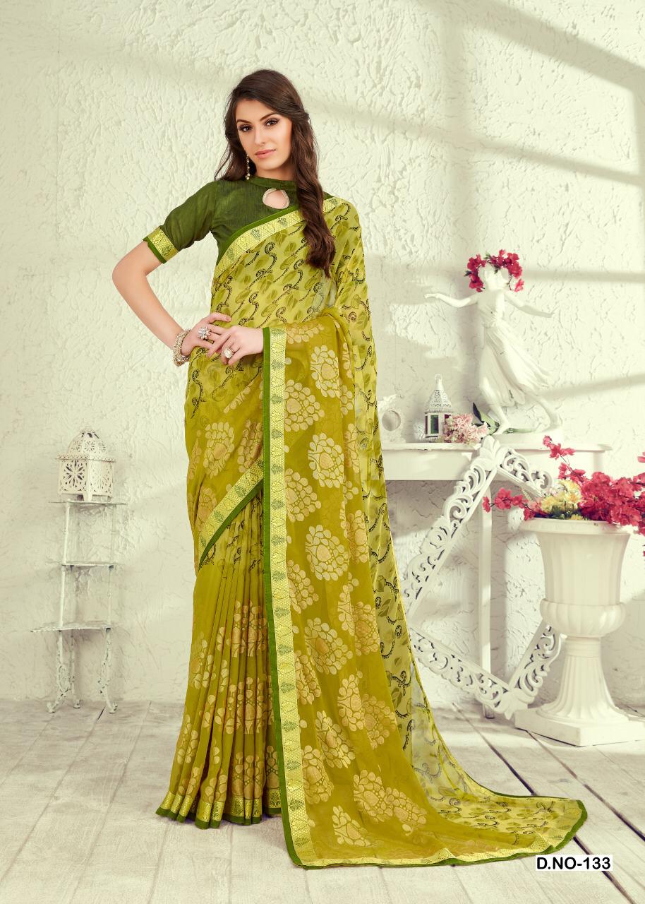 Rangrasiya By Kianaa Fashion 125 To 133 Series Indian Traditional Wear Collection Beautiful Stylish Fancy Colorful Party Wear & Occasional Wear Zimli Brasso Printed Sarees At Wholesale Price