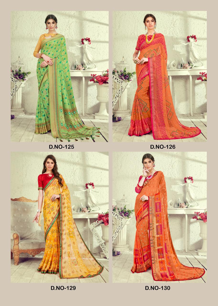 Rangrasiya By Kianaa Fashion 125 To 133 Series Indian Traditional Wear Collection Beautiful Stylish Fancy Colorful Party Wear & Occasional Wear Zimli Brasso Printed Sarees At Wholesale Price